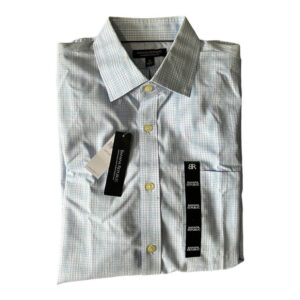 Camisa azul y blanco cuadros pequeños