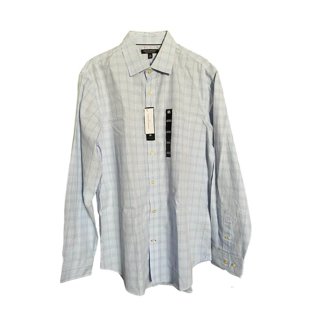Camisa azul y blanco cuadros pequeños - Imagen 2