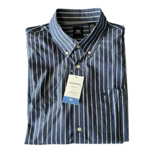 Camisa azul marino rayas verticales blancas