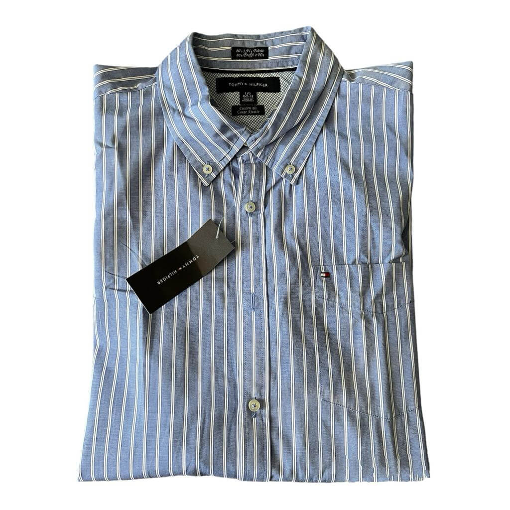 Camisa azul rayas verticales blanca