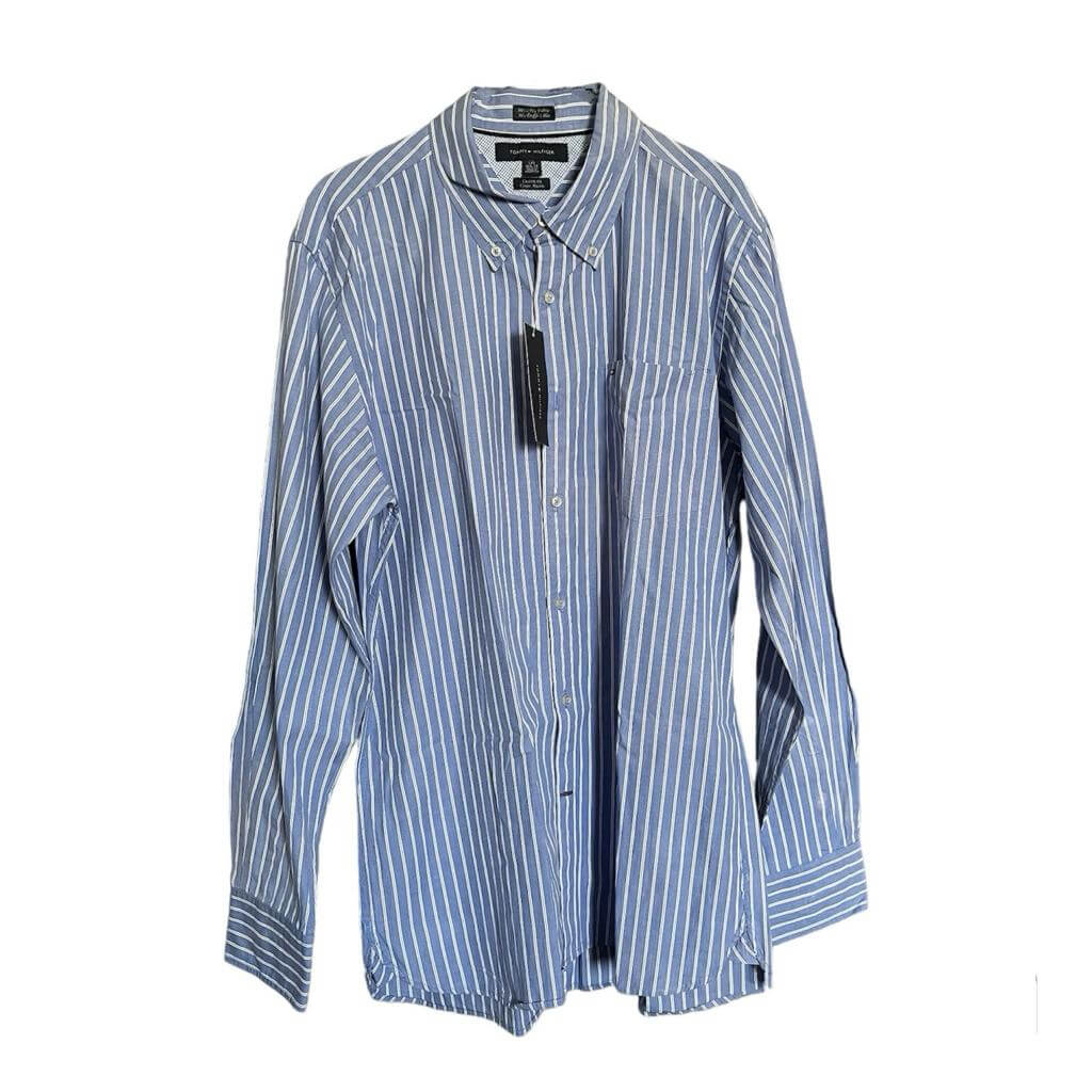 Camisa azul rayas verticales blanca - Imagen 2