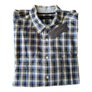 Camisa cuadriculada gris negro azul