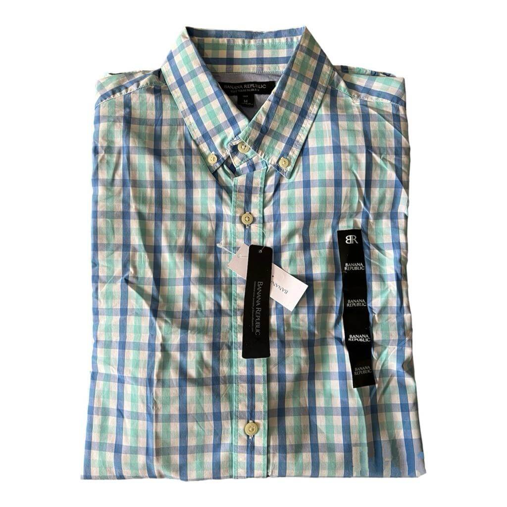 Camisa cuadriculada verde claro y azul