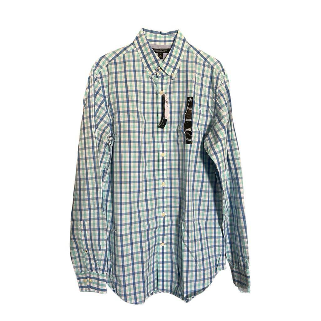 Camisa cuadriculada verde claro y azul - Imagen 2