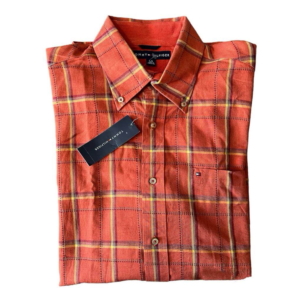 Camisa naranja cuadros grandes