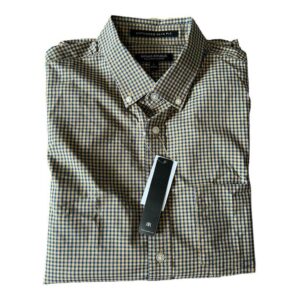 Camisa naranja y azul a cuadros