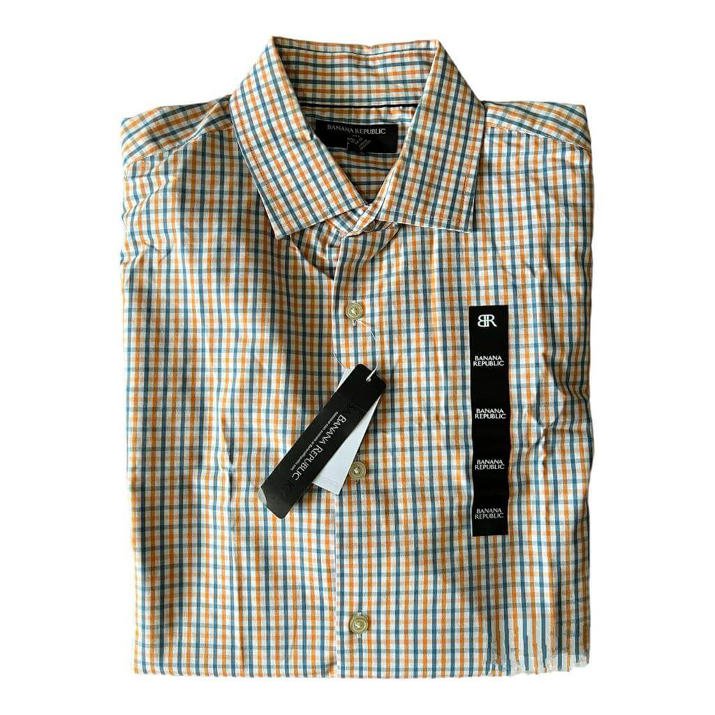 Camisa cuadriculada azul con naranja