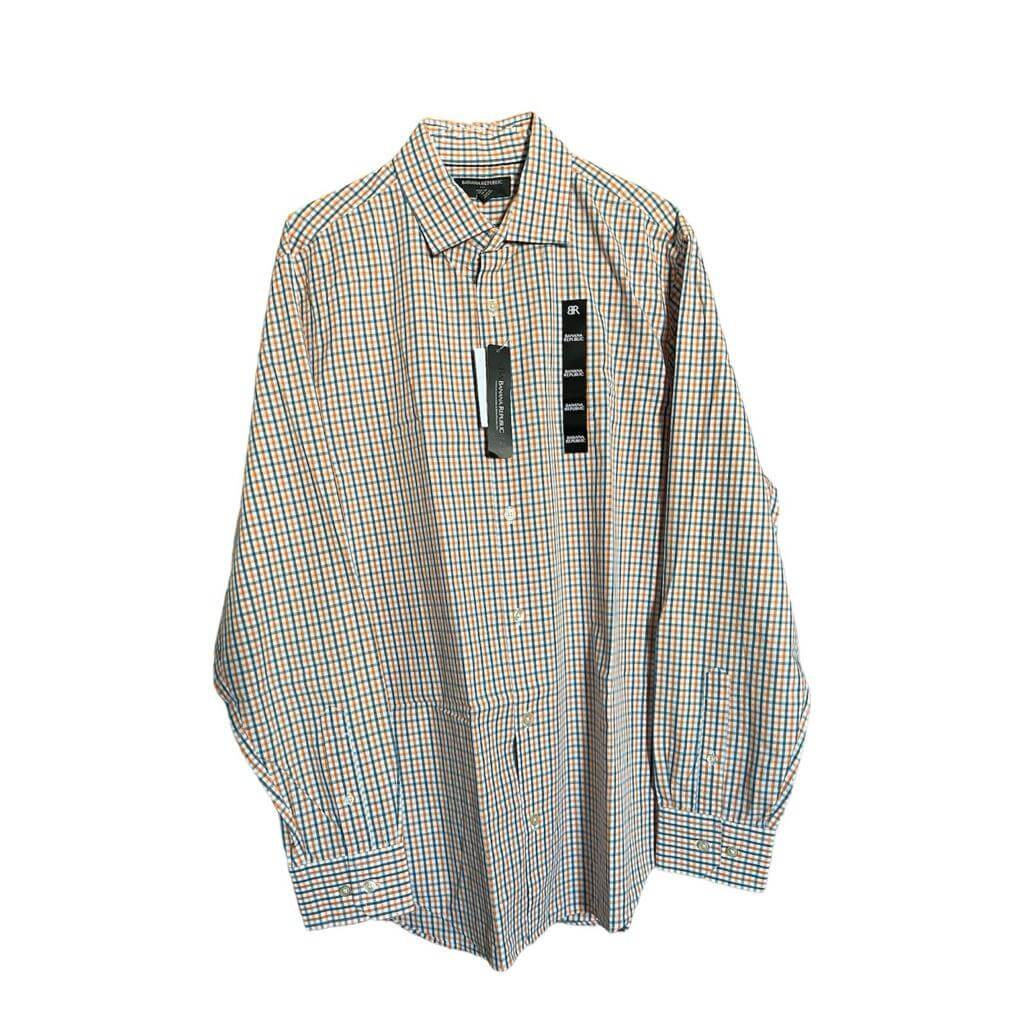 Camisa cuadriculada azul con naranja - Imagen 2
